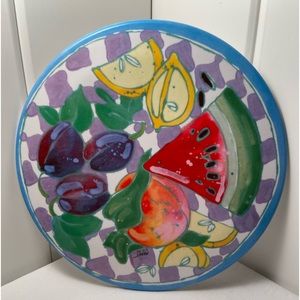 Vintage 1990s Fruit art TRIVET Design Imports Made in Italy Melamine PLATE tray